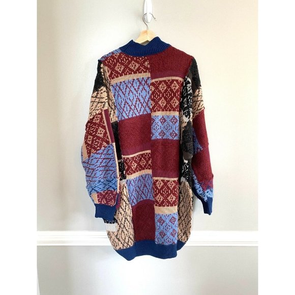 Free People New Patchwork Argyle Sweater Dress NWT - Picture 10 of 11